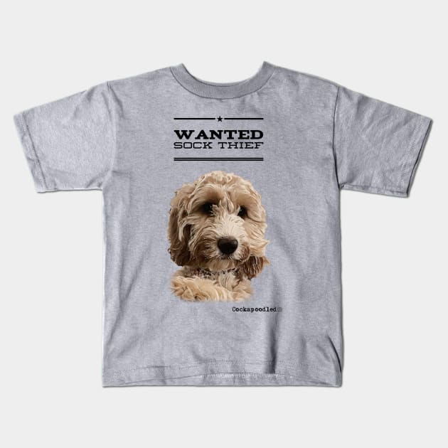 Cockapoo / Doodle Dog Sock Thief Kids T-Shirt by WoofnDoodle 